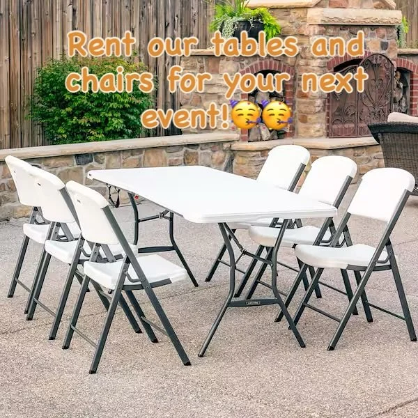 Make your occasion special with our rentals - tables and chairs available!