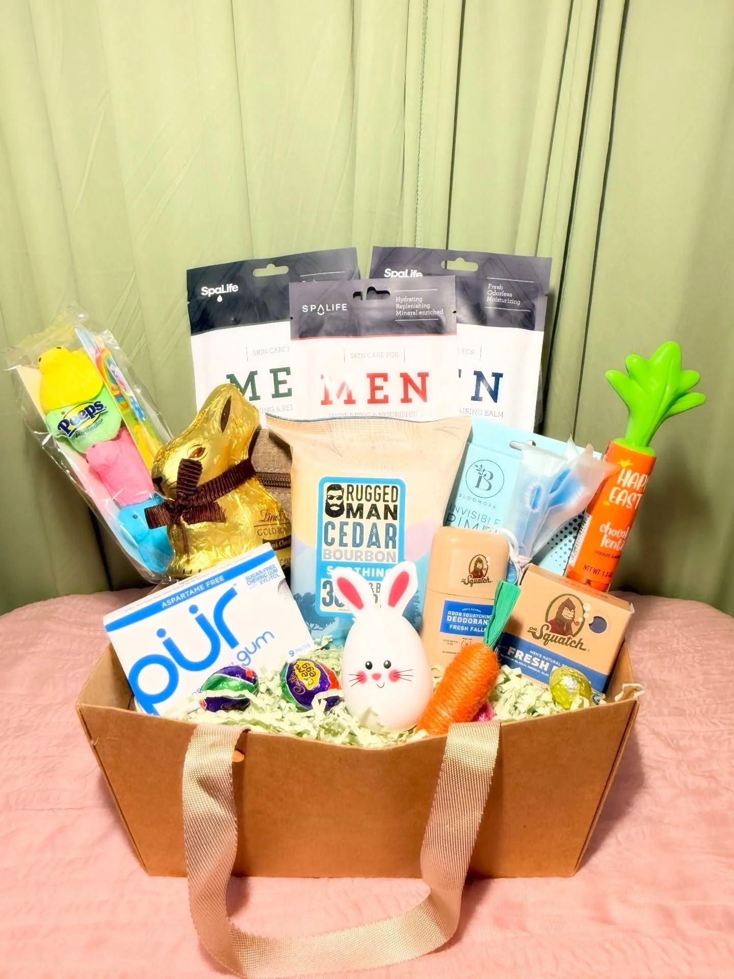 The perfect Easter basket for him! #easterbasket #curatedgifts #curatedcraftyco #thoughtfulgifts #shopsmallbusinesses