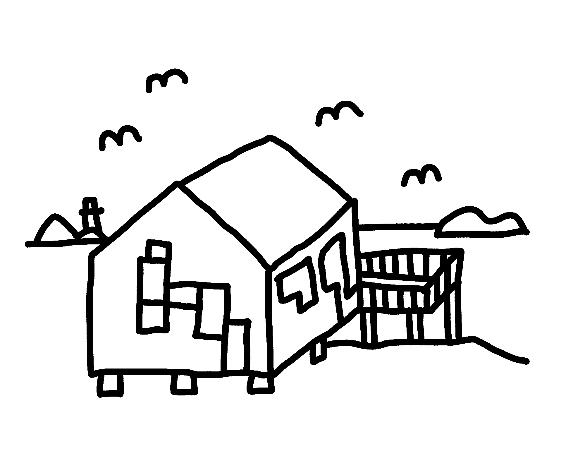 Håndskisse av Birting prosjekt.