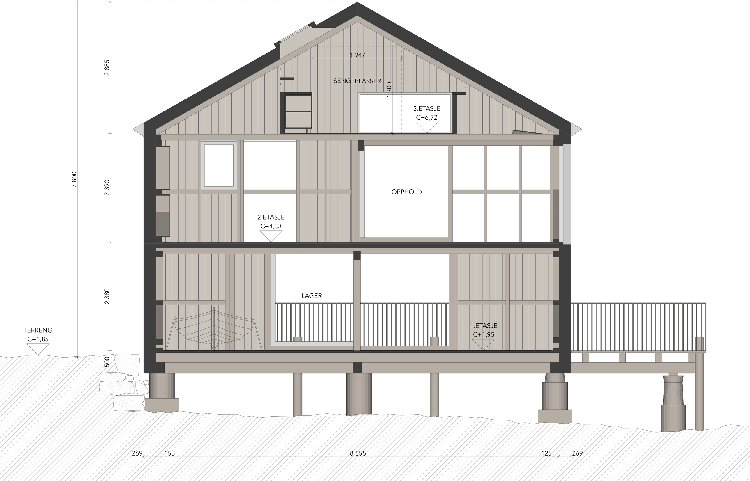 Snitt tegning av Birting.