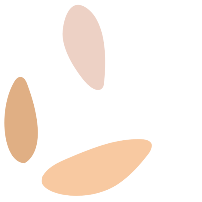 Abstract illustration with beige, peach, and white shapes on a white background.