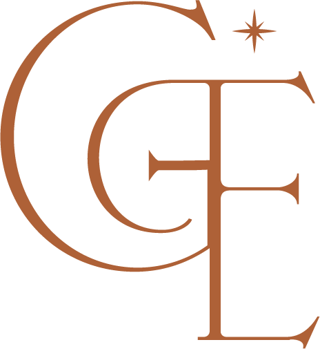 Logo with a gold-colored crescent moon, star, and stylized letters 'GE' on a black background.