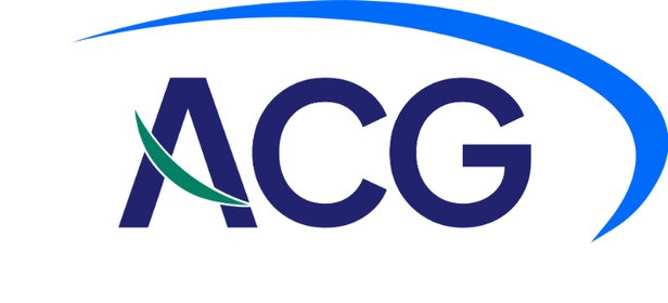 Achieve Compliance Group logo featuring the initials ACG in navy blue with green and blue curved swoosh accents forming an oval shape around the lettering.