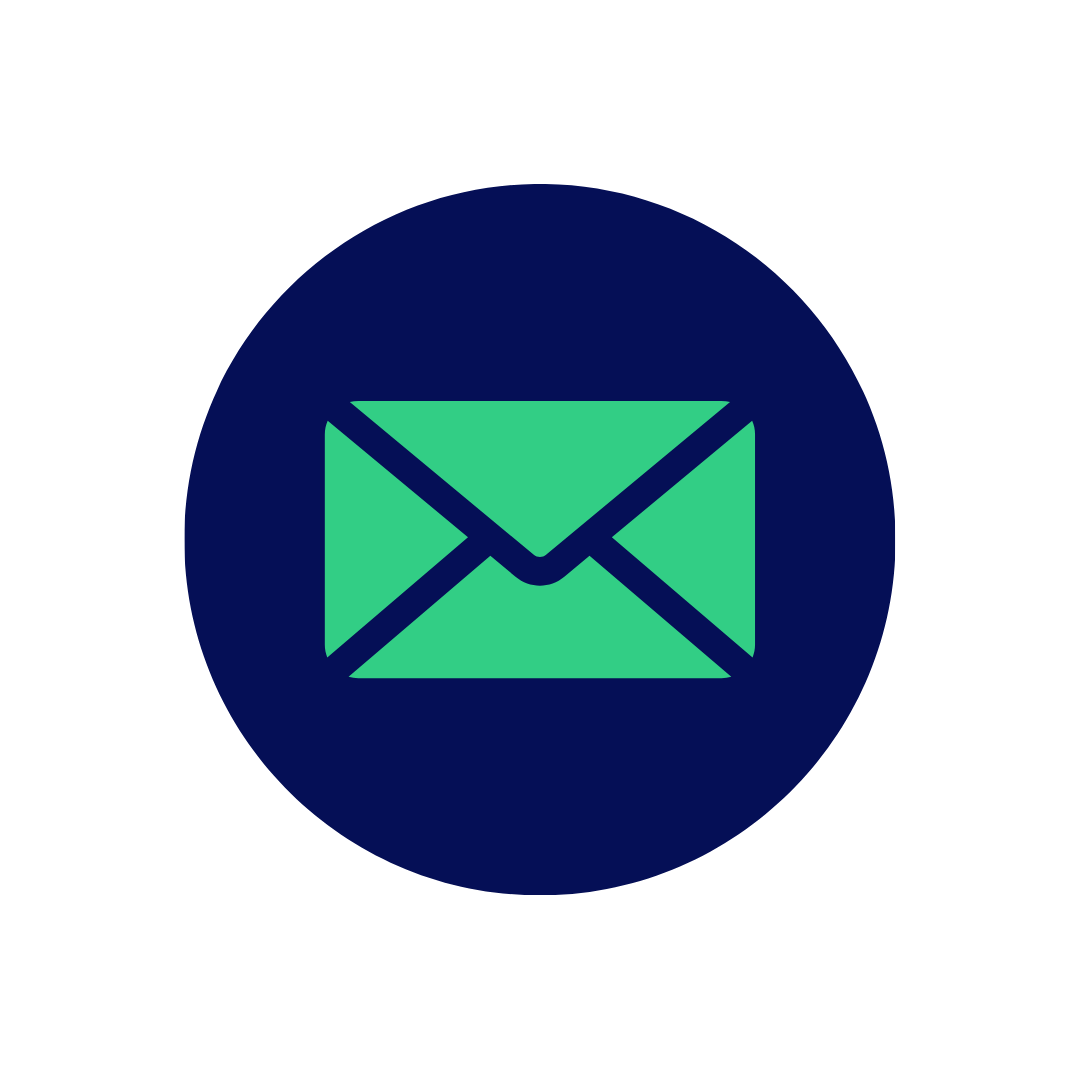 Image of an email envelope in a green circle