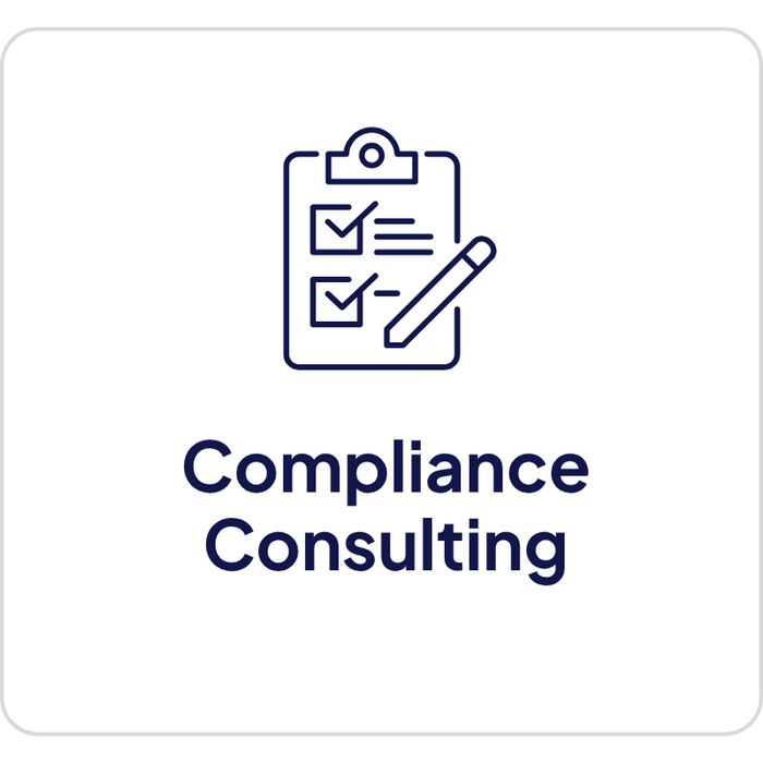 Compliance consulting service represented by a line icon of a clipboard with checkmarks