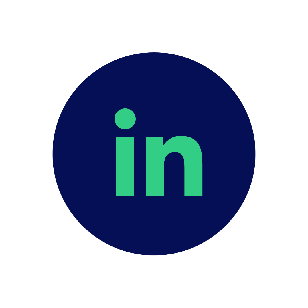 Image of an LinkedIn icon in a green circle