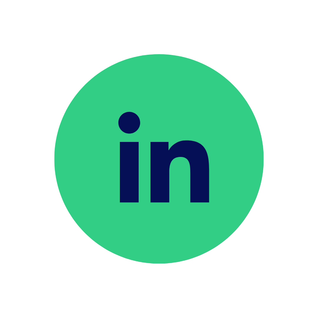 Image of the linkedin logo in a green circle