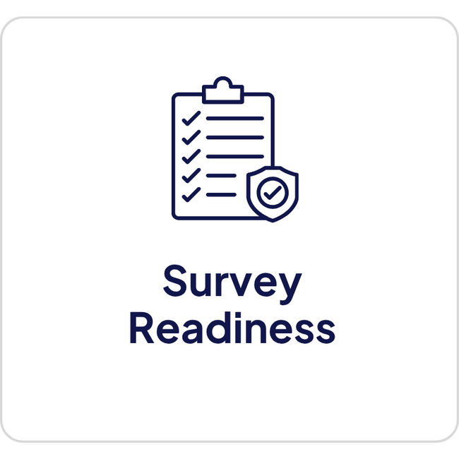 Survey readiness service represented by a line icon of a checklist and shield