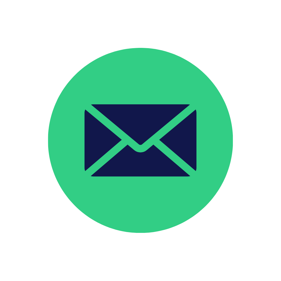 Image of an email envelope in a green circle