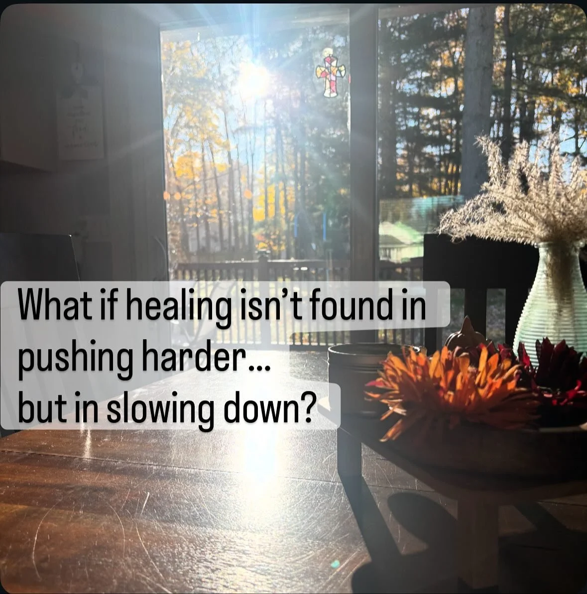 Your nervous system was created with divine wisdom. When you slow down and create safety in the body, you will align with the way God designed you to heal.

Pause. Breathe. Be still and know. 
His voice is in the quiet moments- the still.small.voice.