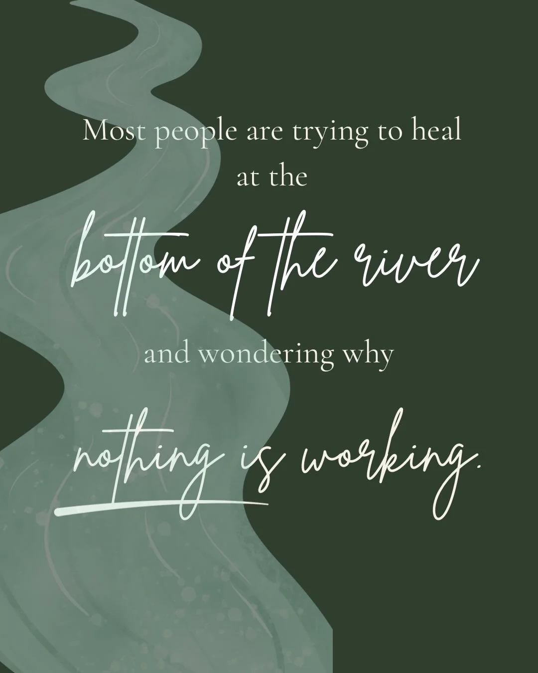 Most people are trying to heal at the level of symptoms or even toxins. This may be helpful or necessary, but it&rsquo;s not enough to shift your body into a state of healing. 

True healing requires us to move gently upstream. 

Your body isn&rsquo;