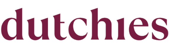The word 'dutchies' written in dark purple lowercase letters.