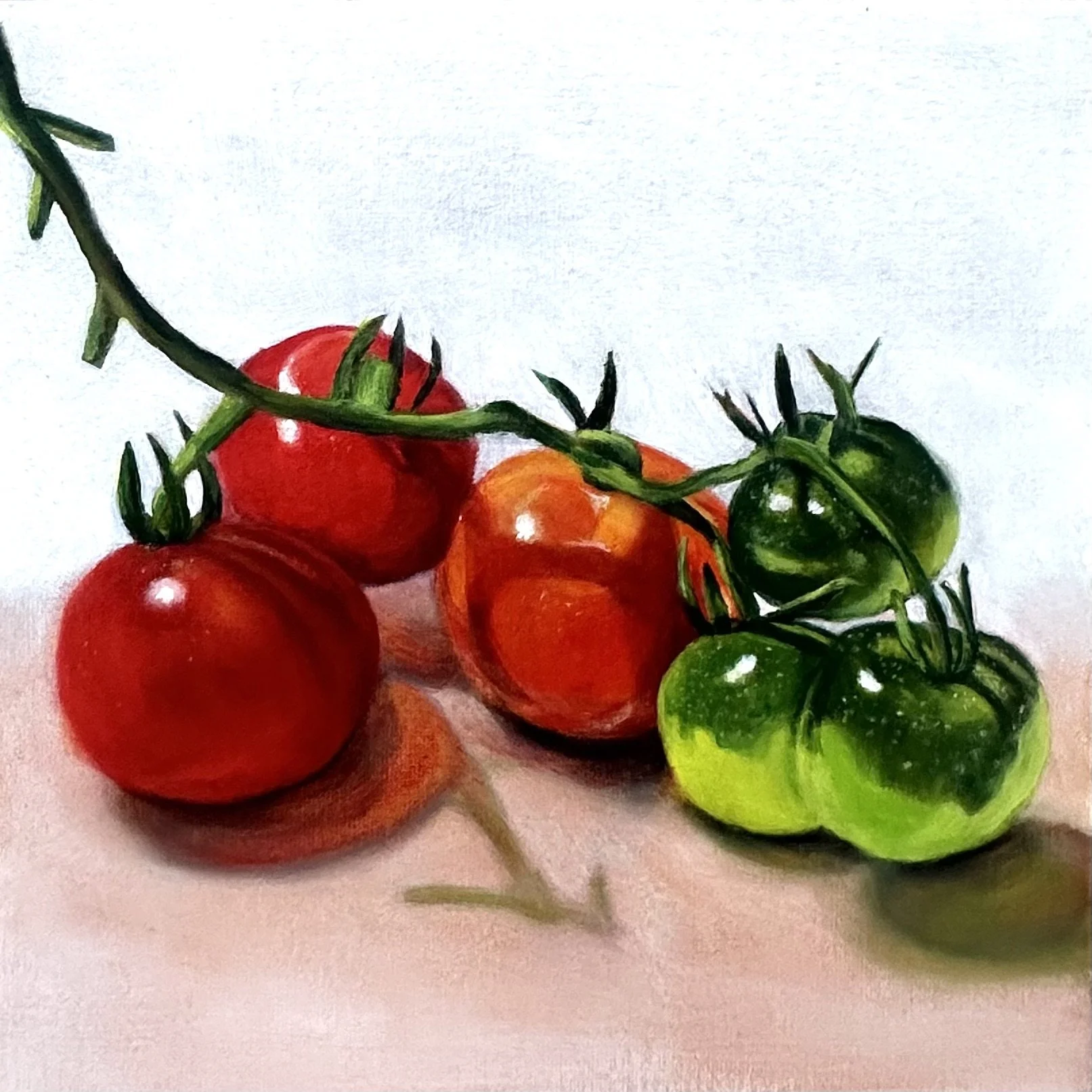 Grappe de tomates
 Huile sur toile
 20x20 cm