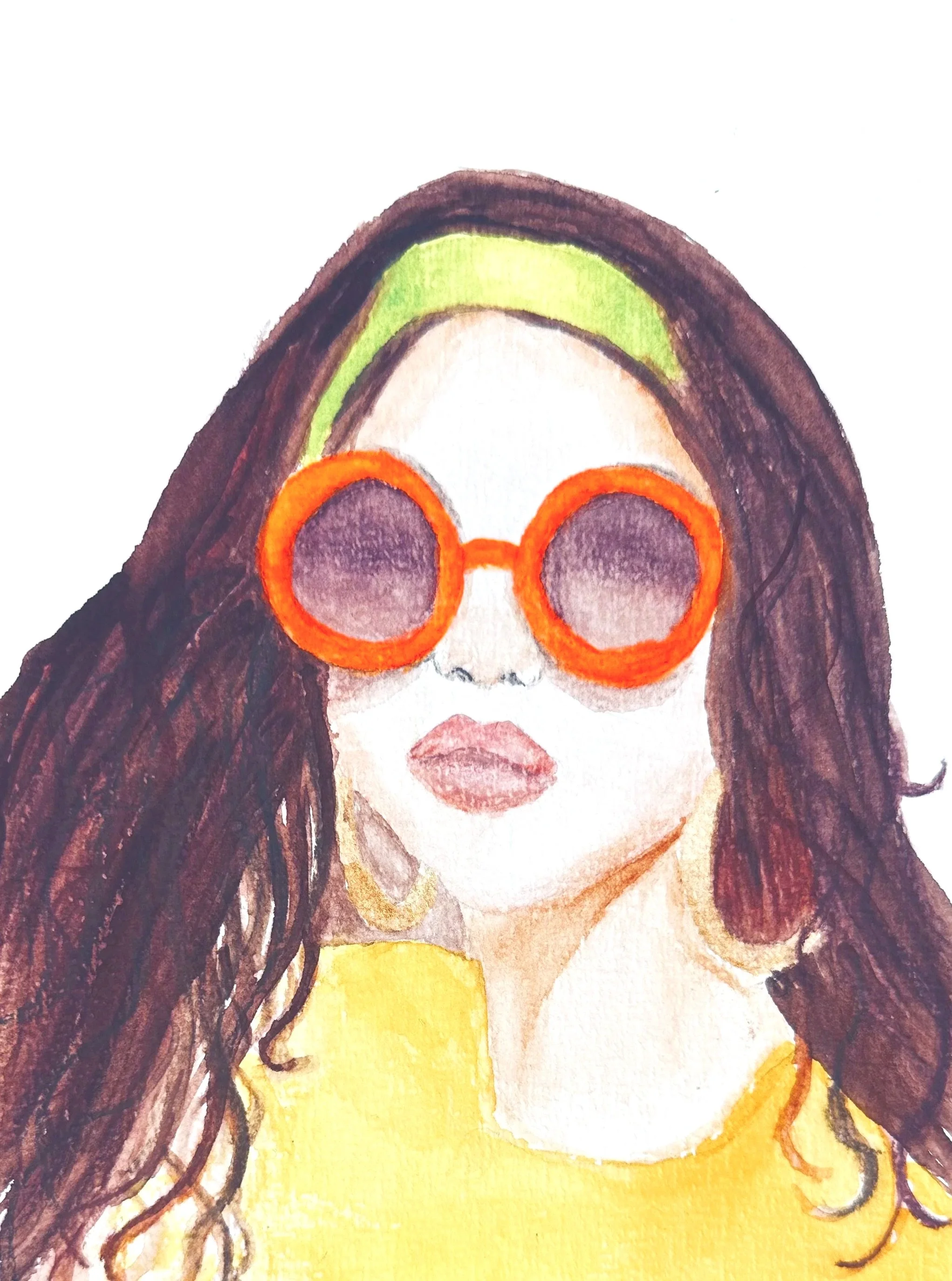 Les lunettes oranges
 Aquarelle sur papier
 19,5x14,5 cm