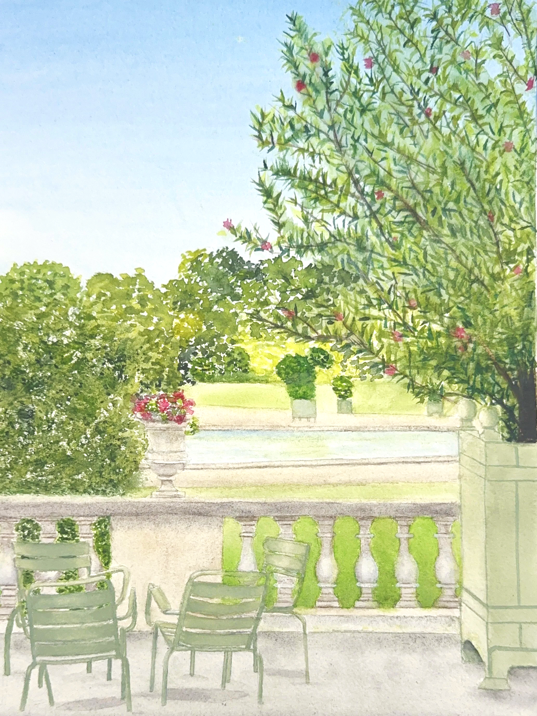 Le jardin du Luxembourg
 Aquarelle sur papier
 31x23 cm
  120 euros