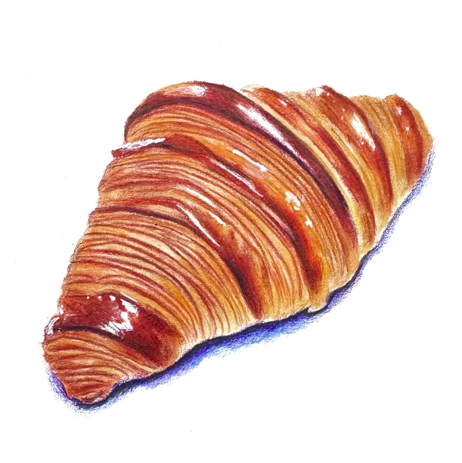 Le croissant
 Crayons de couleur sur papier
 18x17 cm
  250 euros (encadré)