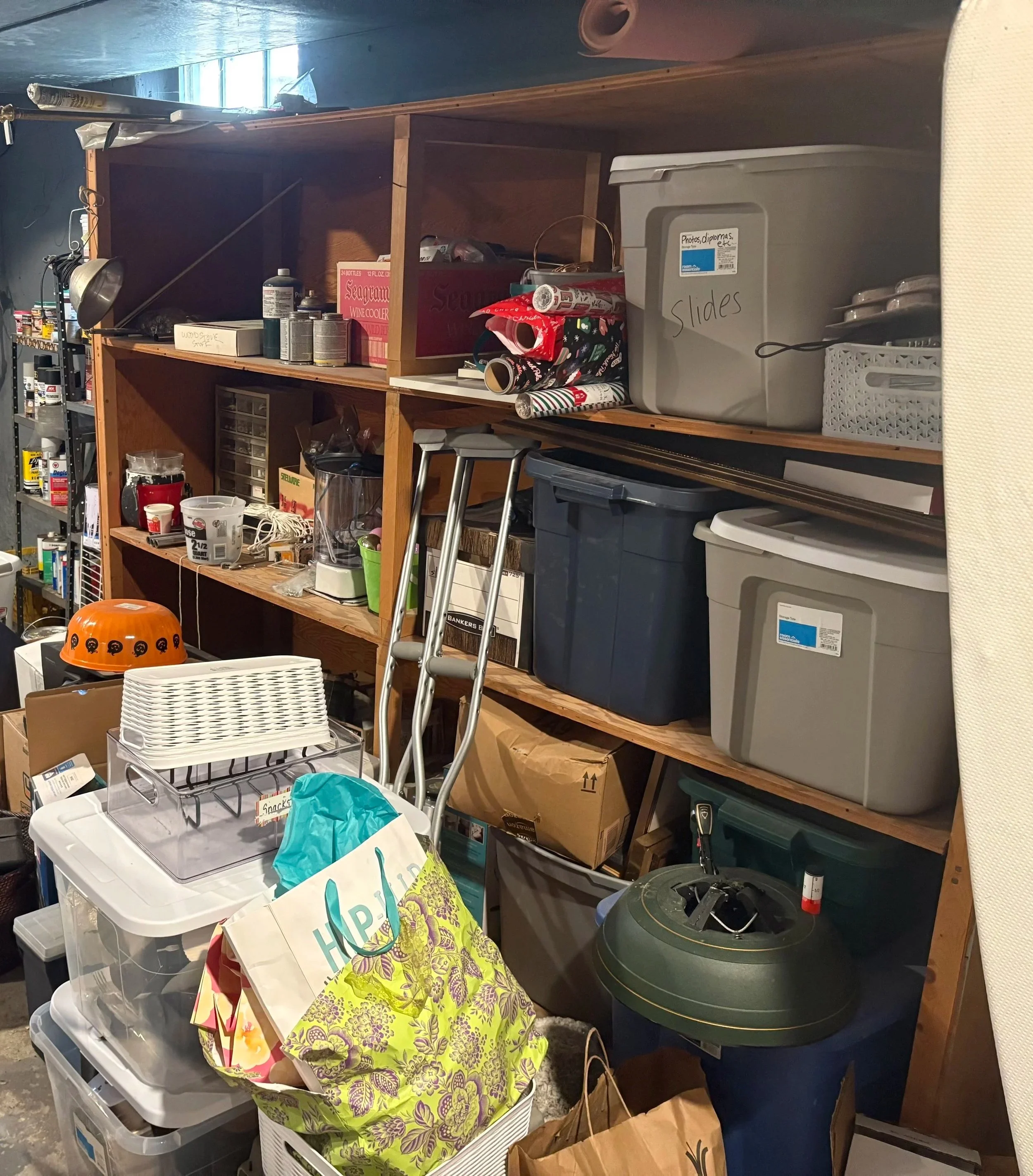 Basement Shelving Before