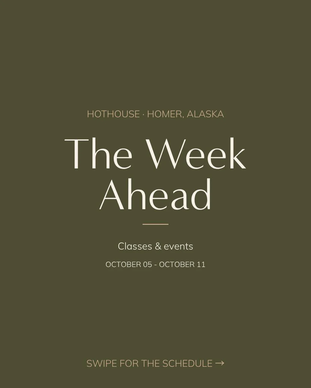The week ahead. Heated Vinyasa, Yin, Women's and Men's Happy Hour, and Soma Breathwork to close out Sunday.

New this month, bundles. One private session and one class, bought together for 10% less. Sauna and a class is $49.50, contrast and a class i