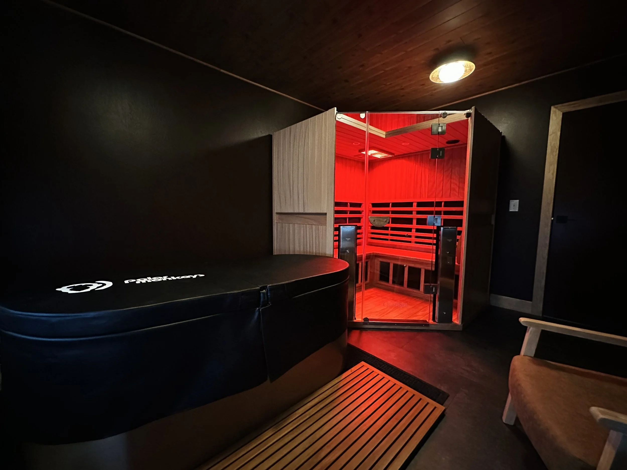 Interior image of Homer hothouse Room 4: 1-5 person contrast therapy.