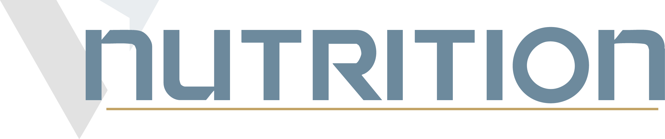 Logo with a large stylized check mark and the word 'NUTRITION' written in blue capital letters.