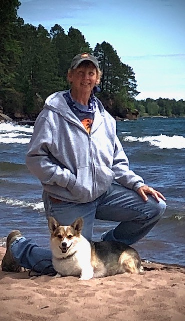 With Dave at Madeline Island, Lake Superior summer 2021. A familiar beach.
