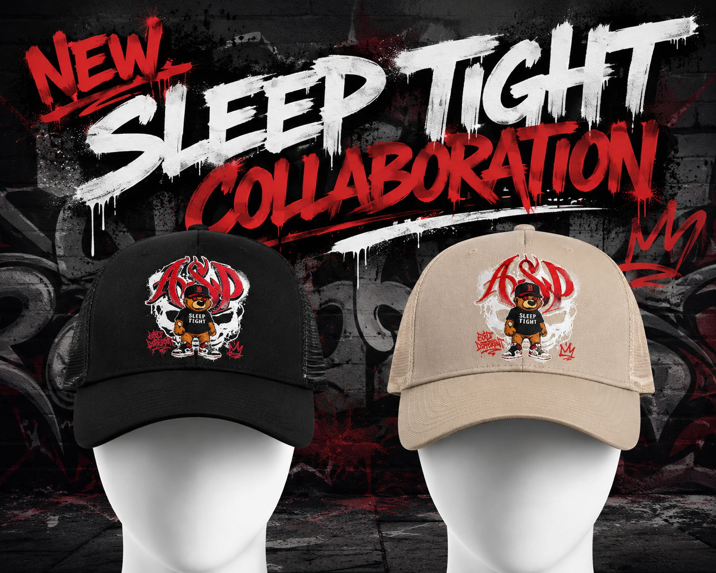 sleep tight collaboration hats
