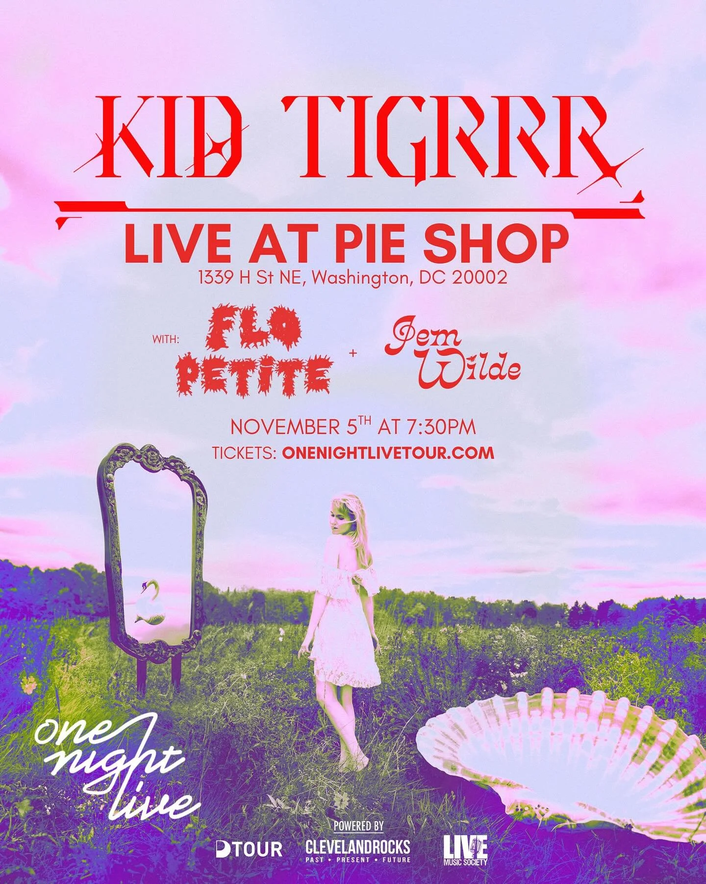 @kid.tigrrr kicks off the @onenightlivetour November 5th at @pieshopdc 🥳 Featuring the incredible @flopetite and @jemwildesongs ✨ Let&rsquo;s make night one unforgettable‼️