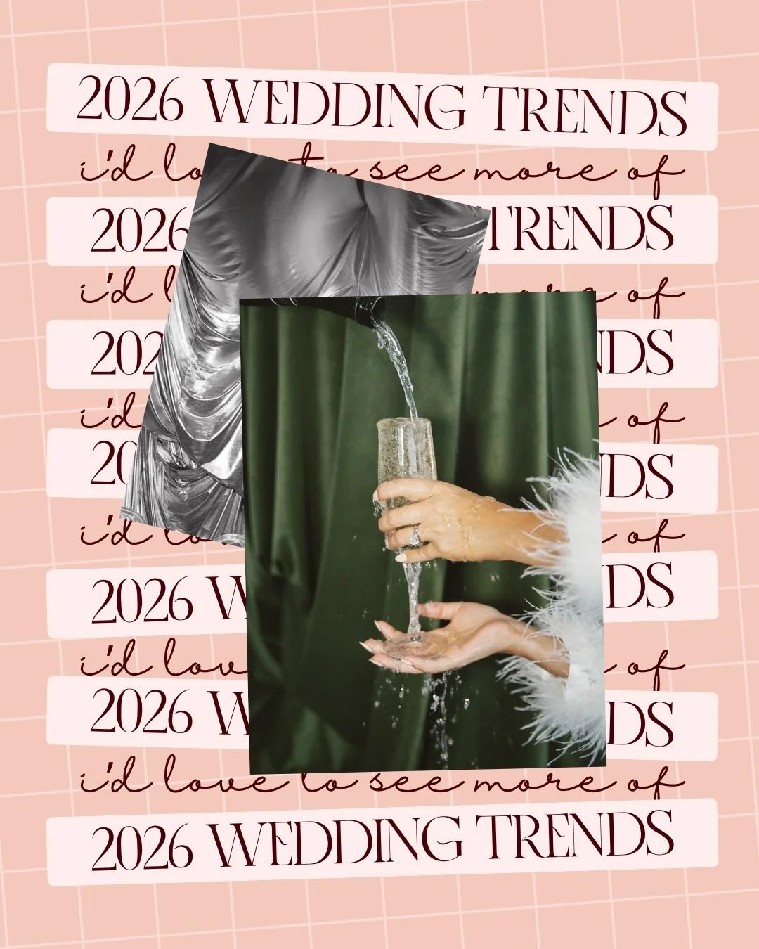 A little bit of Monday morning inspiration for you. 

I am absolutely loving these wedding trends and really hoping to see more of them in 2026: 

✨ Chrome is having its moment - adding modern, almost futuristic vibes for forward thinking couples
✨ P