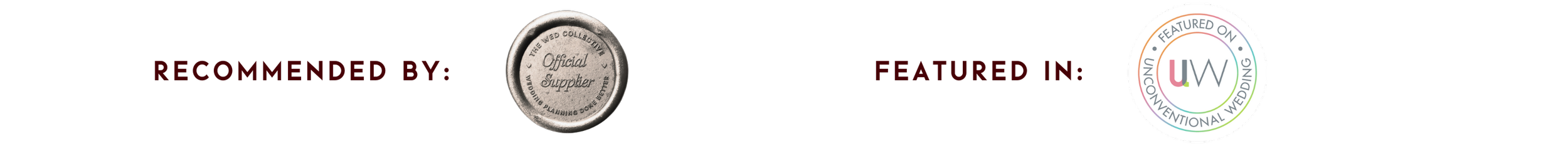 Two logos. Recommended by The Wed Collective and featured in Unconventional Weddings