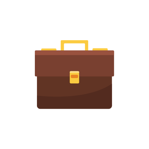 image en dessin d'un cartable de travail marron avec poignée jaune représentant la responsabilité civile professionnelle assurée