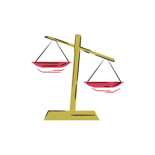 Une balance avec deux plateaux, symbole de justice ou d'équilibre.