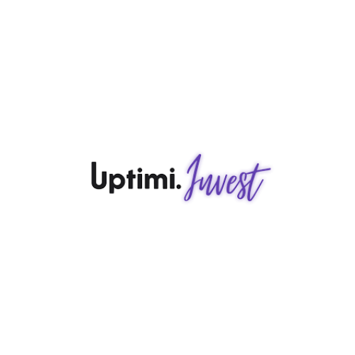 Logo avec le texte "Uptimi. Juvest" en noir et violet sur fond blanc