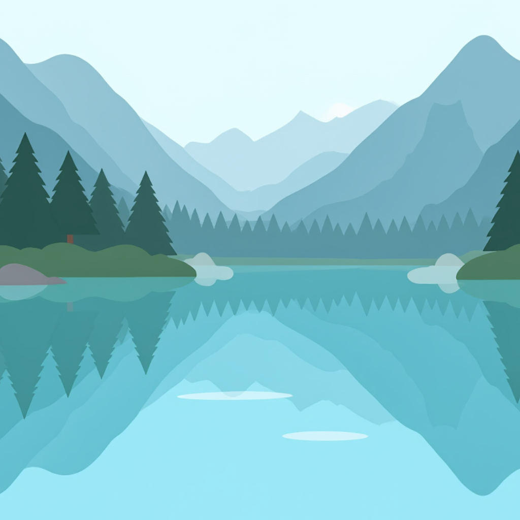 image représentative du lac d'annecy avec montagnes vertes en fond et sapins