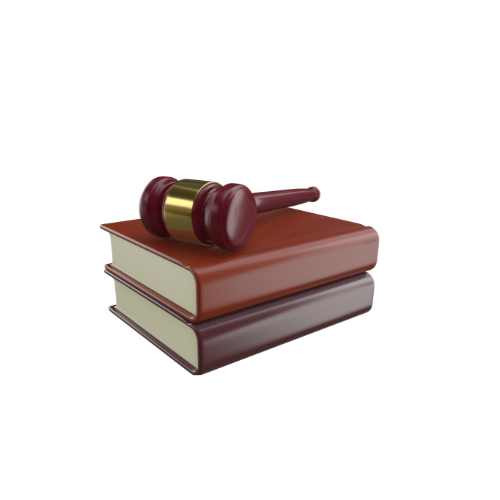 image de deux livres juridiques fermés et recouvert du marteau d'un juge, représente l'assurance protection juridique des entreprises