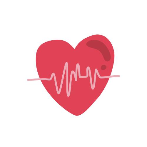image dessinée d'un coeur rouge avec une courbe positive des battements du coeur représentant un contrat d'assurance mutuelle, complémentaire santé