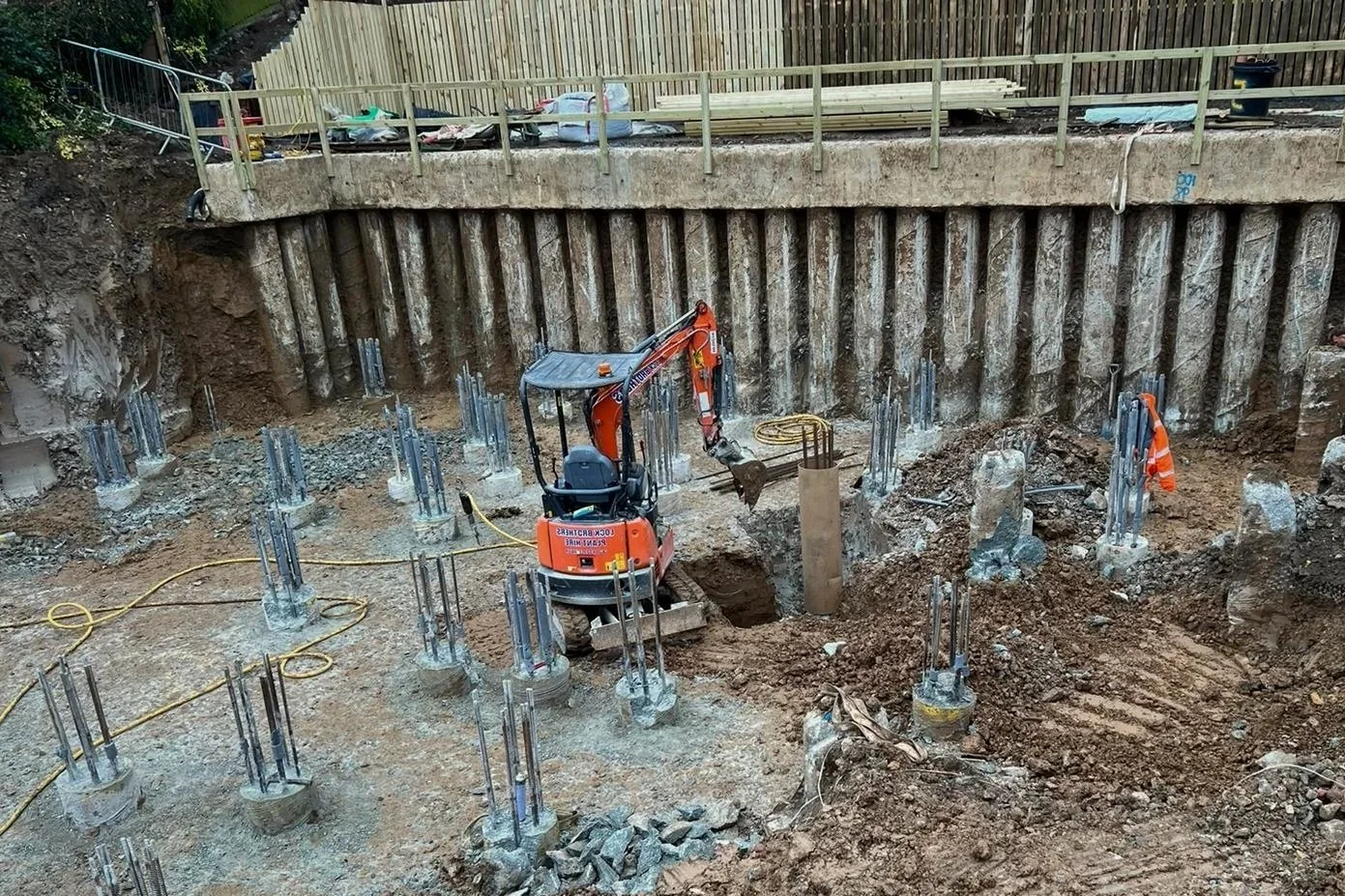Retaining wall and piled foundations in mixed-use development