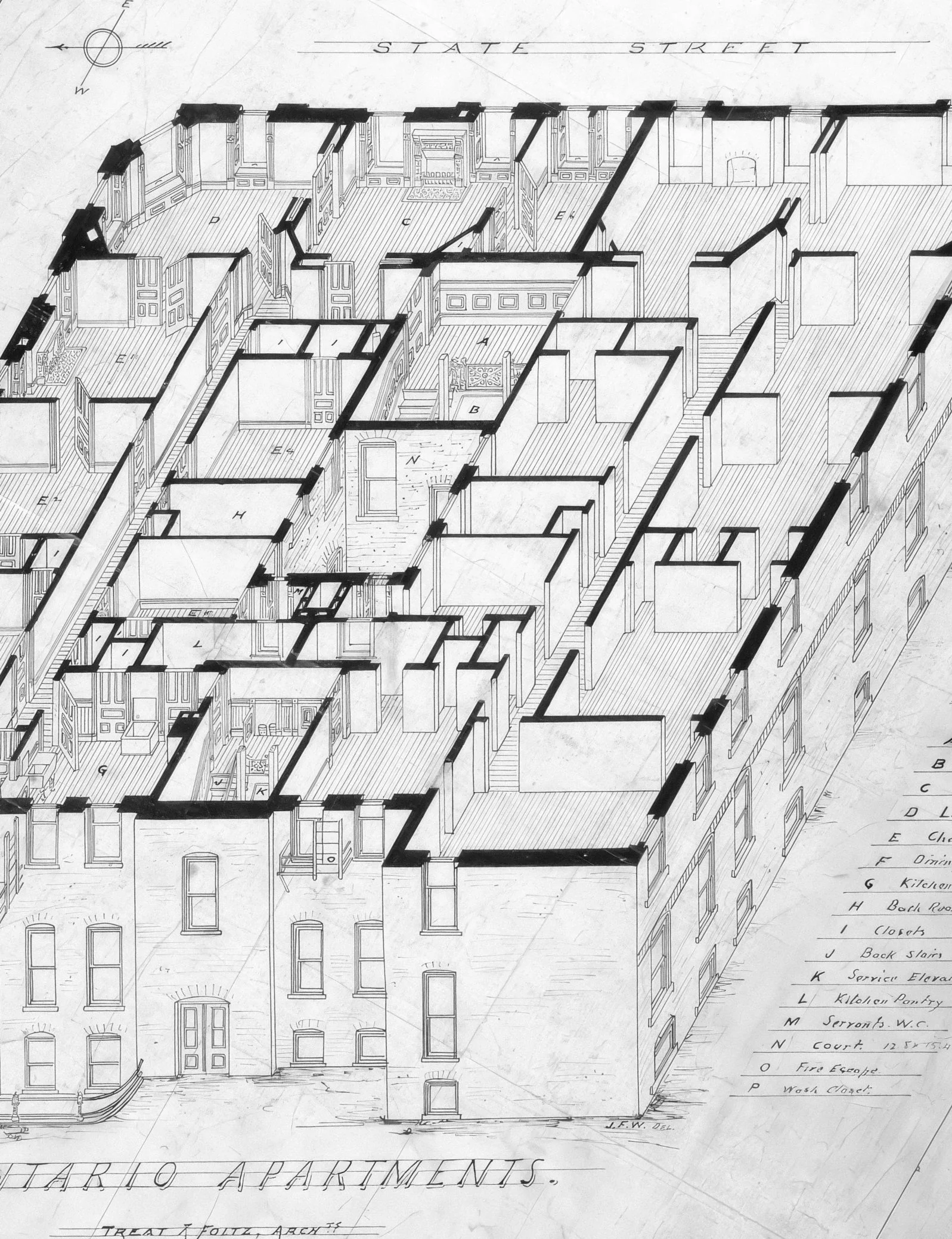 Isometric drawing of building structure