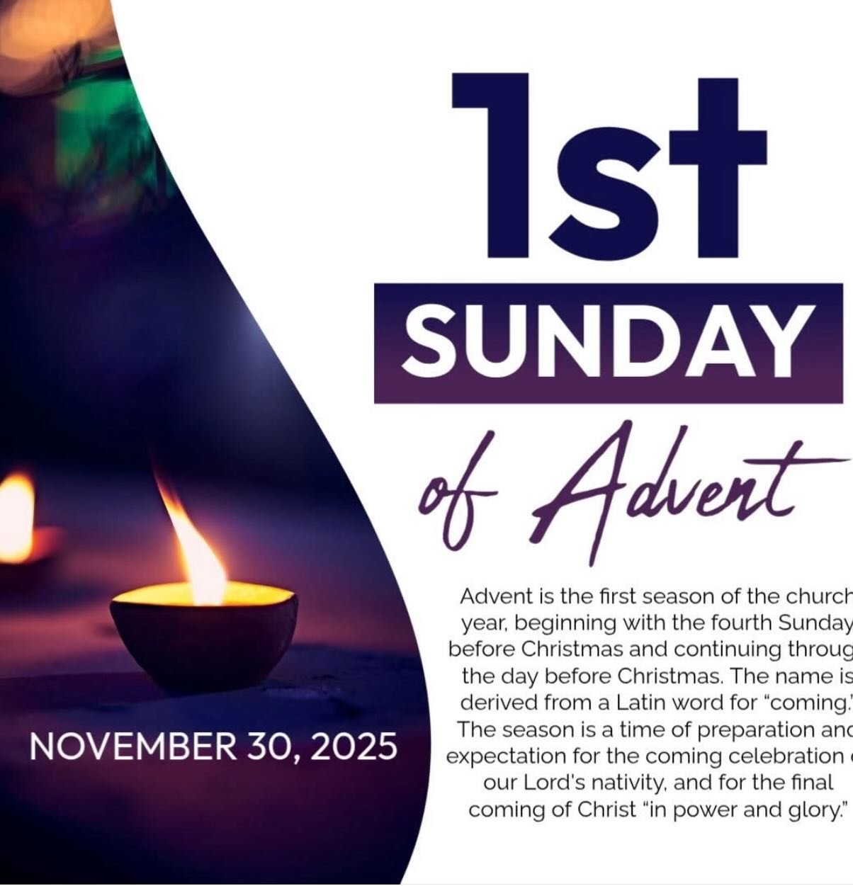 We hope you will join us Sunday and throughout the Advent season.