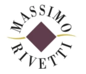 Massimo Rivielli logo featuring a purple diamond shape with the name arranged in a circular pattern around it.