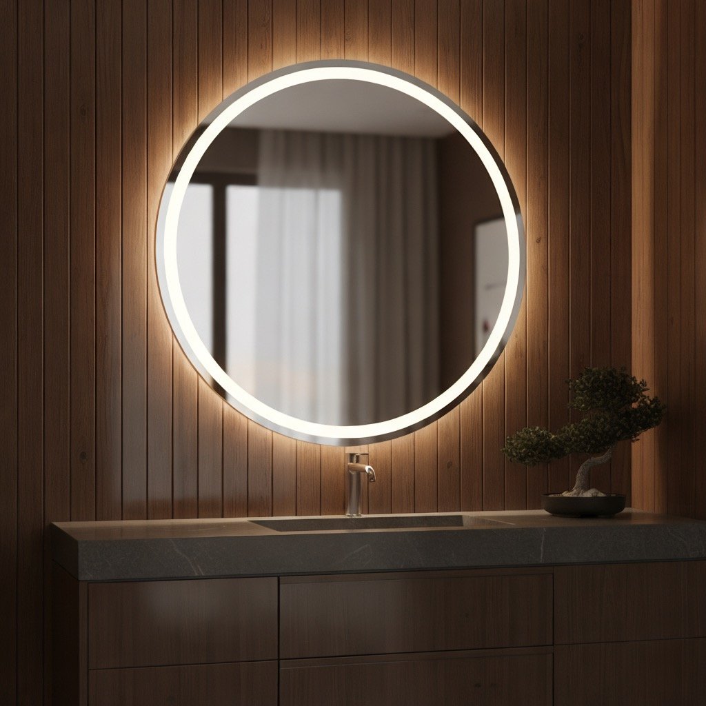 | Architectural Precision Meets the Ritual of Light. |

The &AElig;ON LED Round Wall Mirror is a definitive statement of Japandi integrity and minimal architecture. Designed to integrate seamless intelligence into your most serene spaces. 

This is t