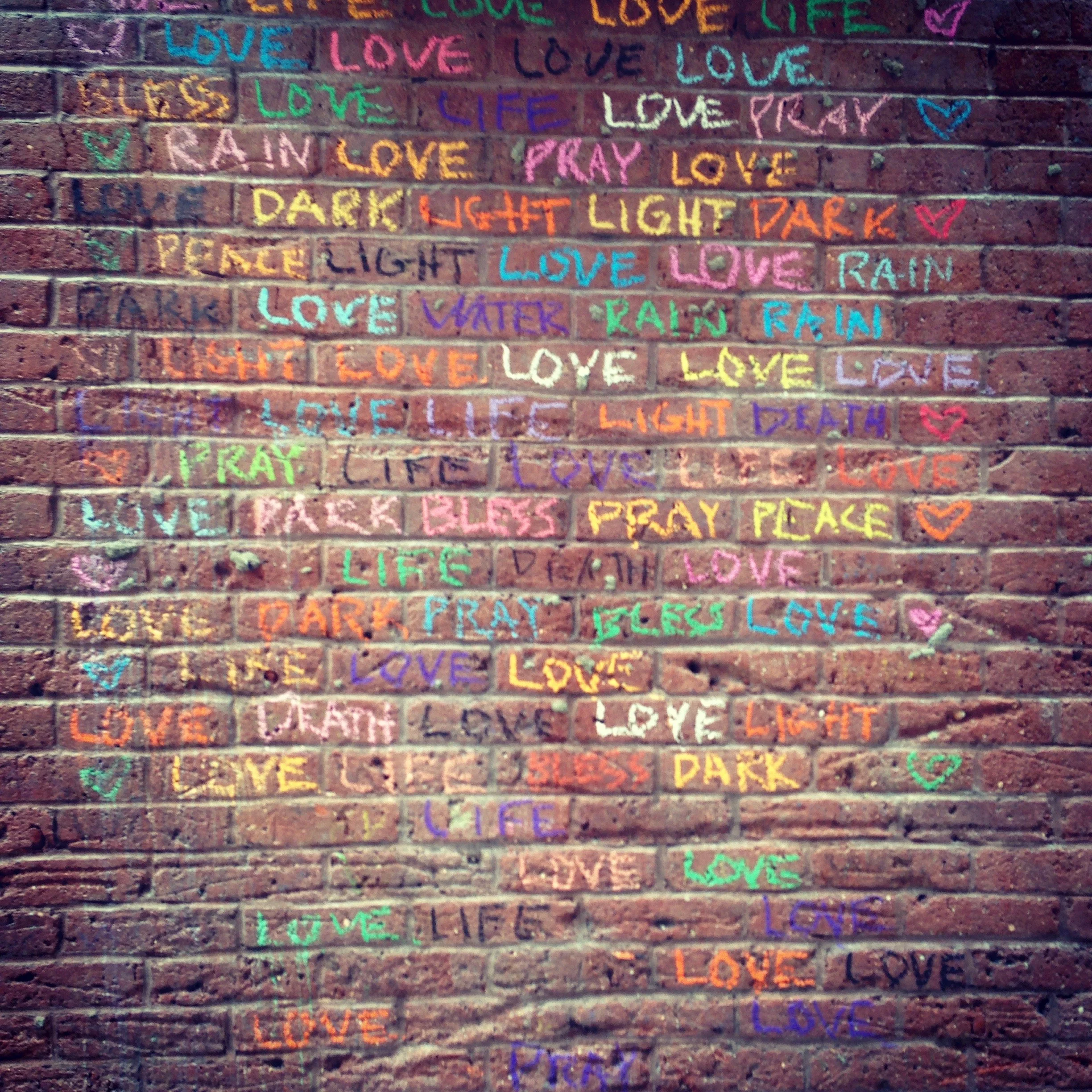 New York Romantic Memorial Chalk in New York Washington Square Park