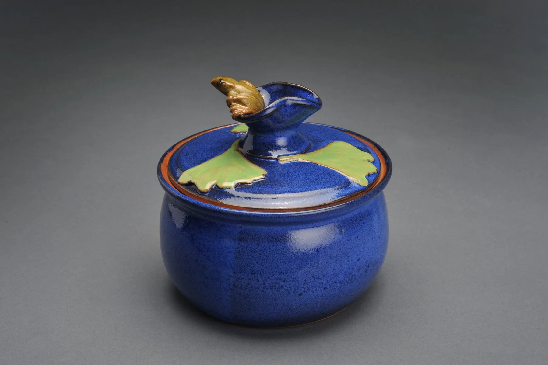 Lidded Jar with Frogs