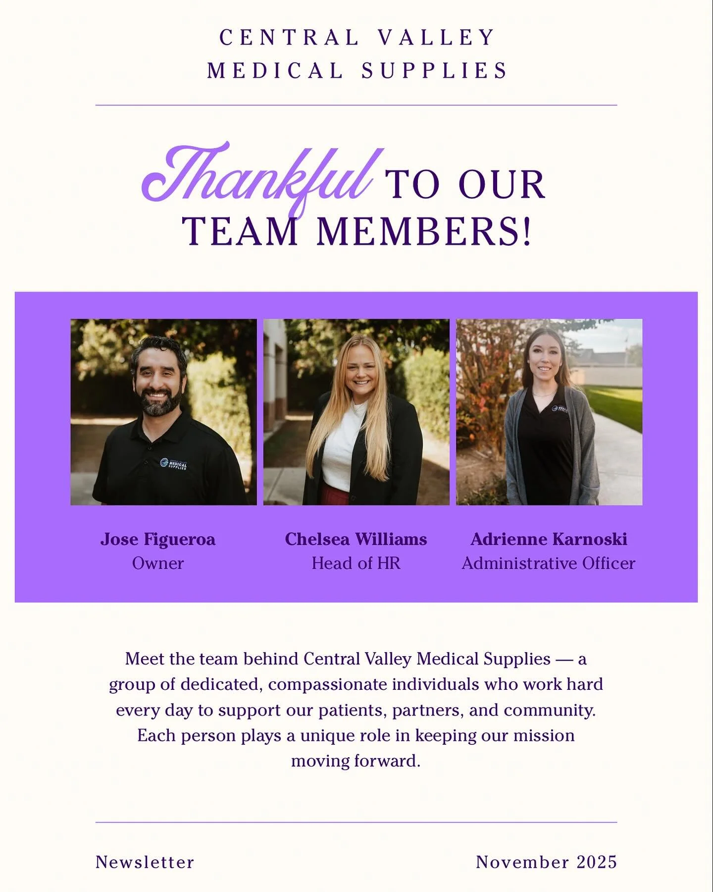 This Thanksgiving we are - 
Thankful for our team.
Thankful for growth.
And thankful to welcome our newest CVMSupplies members. 💙