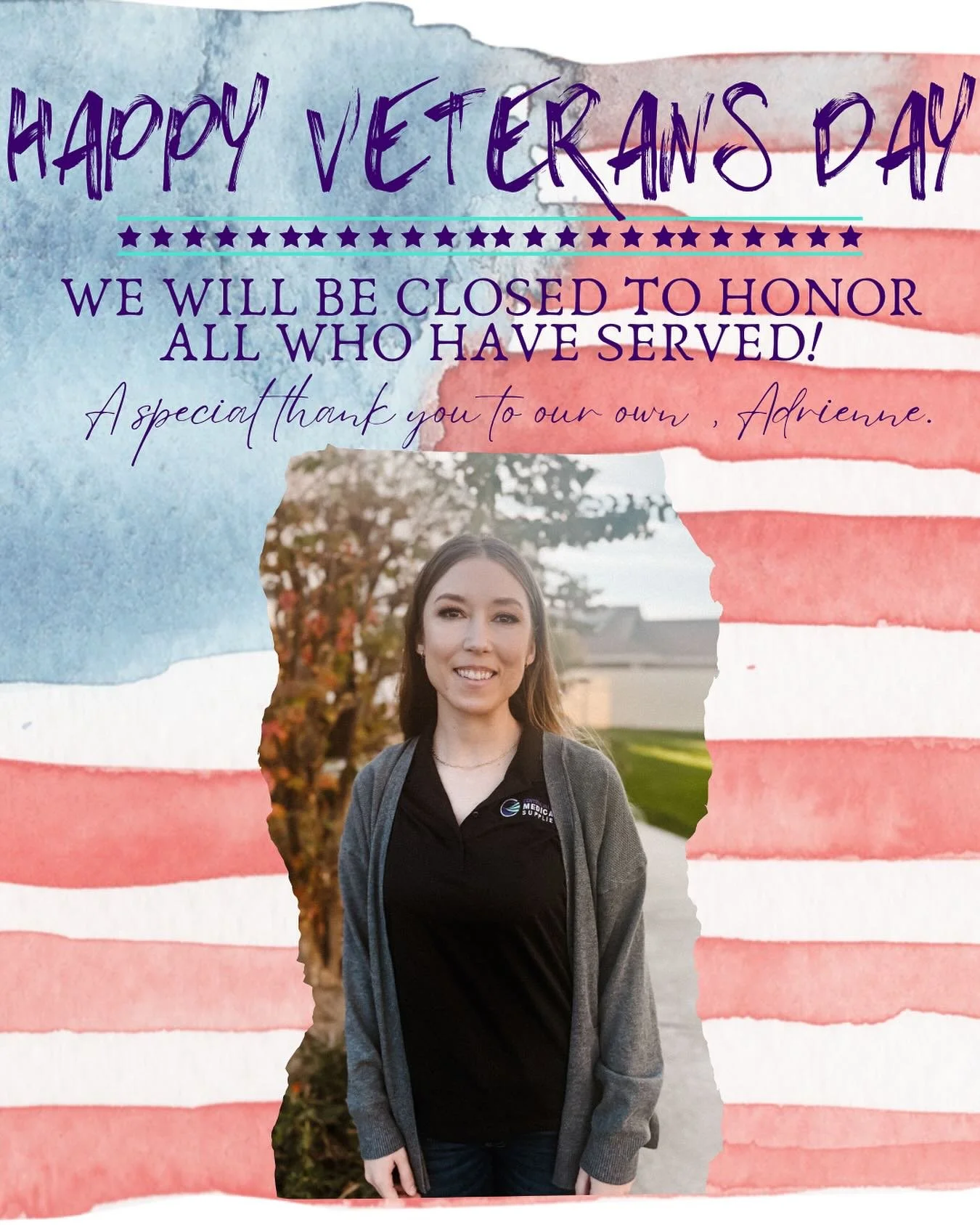 Honoring all who have served! 💙💛 A special thank you to our amazing team member Adrienne for her service and dedication. Our office will be closed tomorrow to honor veterans everywhere&mdash;thank you for your sacrifices and courage! #VeteransDay #