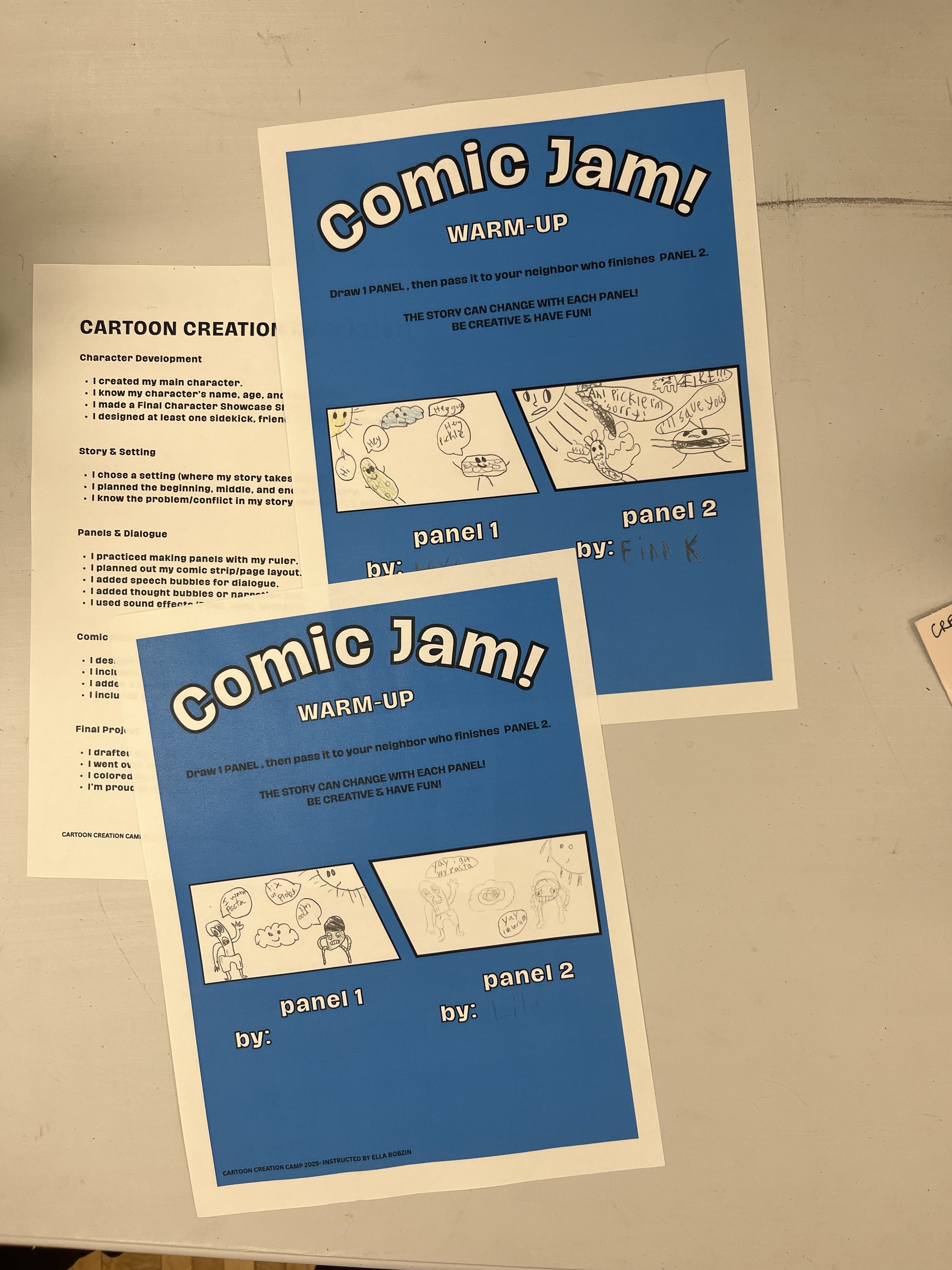 Comic Jam Activity Worksheet- designed by me! 