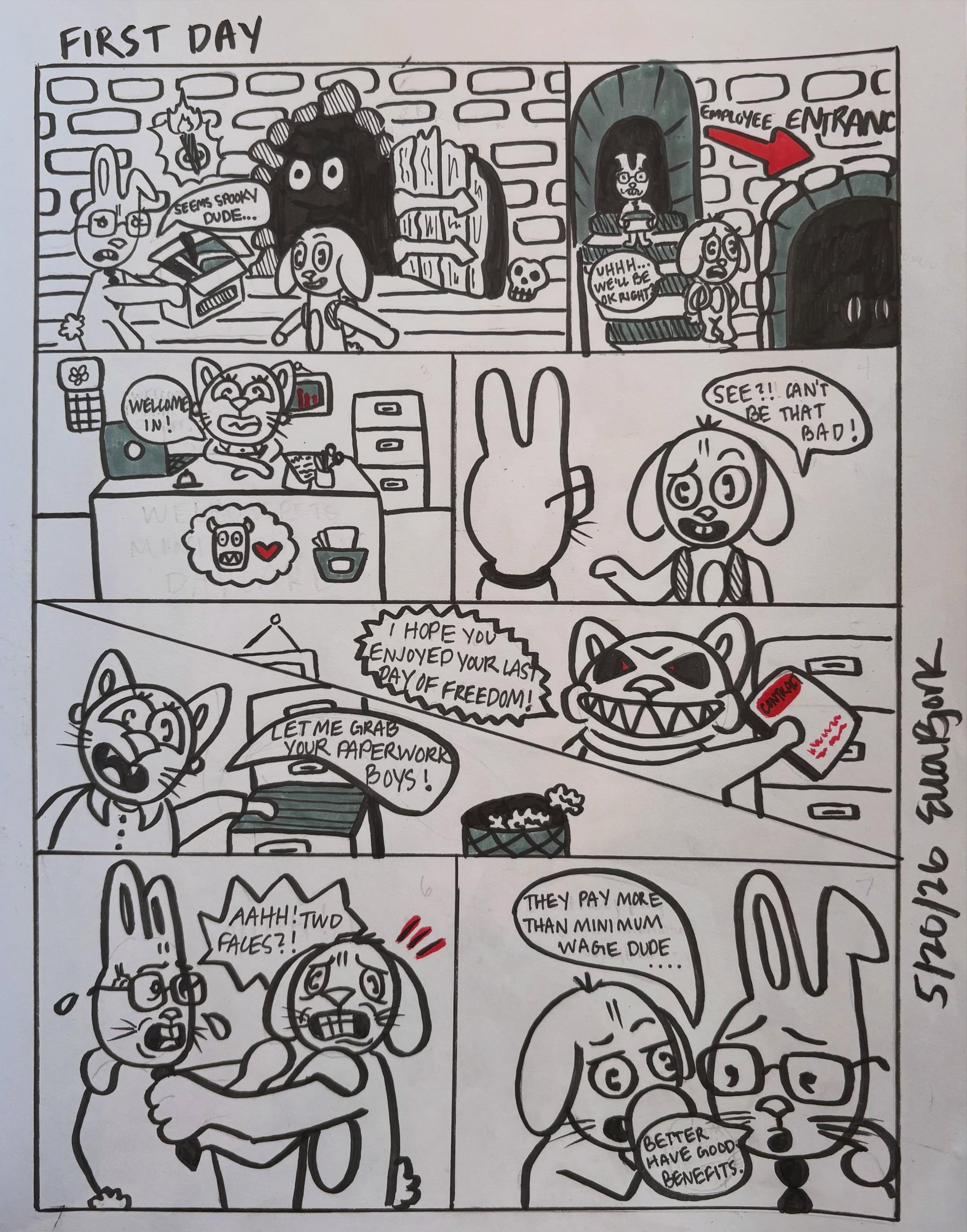 lil silly intro comic i finished up at work today @franconiamn 😸 part of a bigger project i&rsquo;m working on, here&rsquo;s a sneak peak! more process videos on my Tiktok @artbyellabjork ‼️#comicart #illustration #timelapseart #wiartist #exploreart