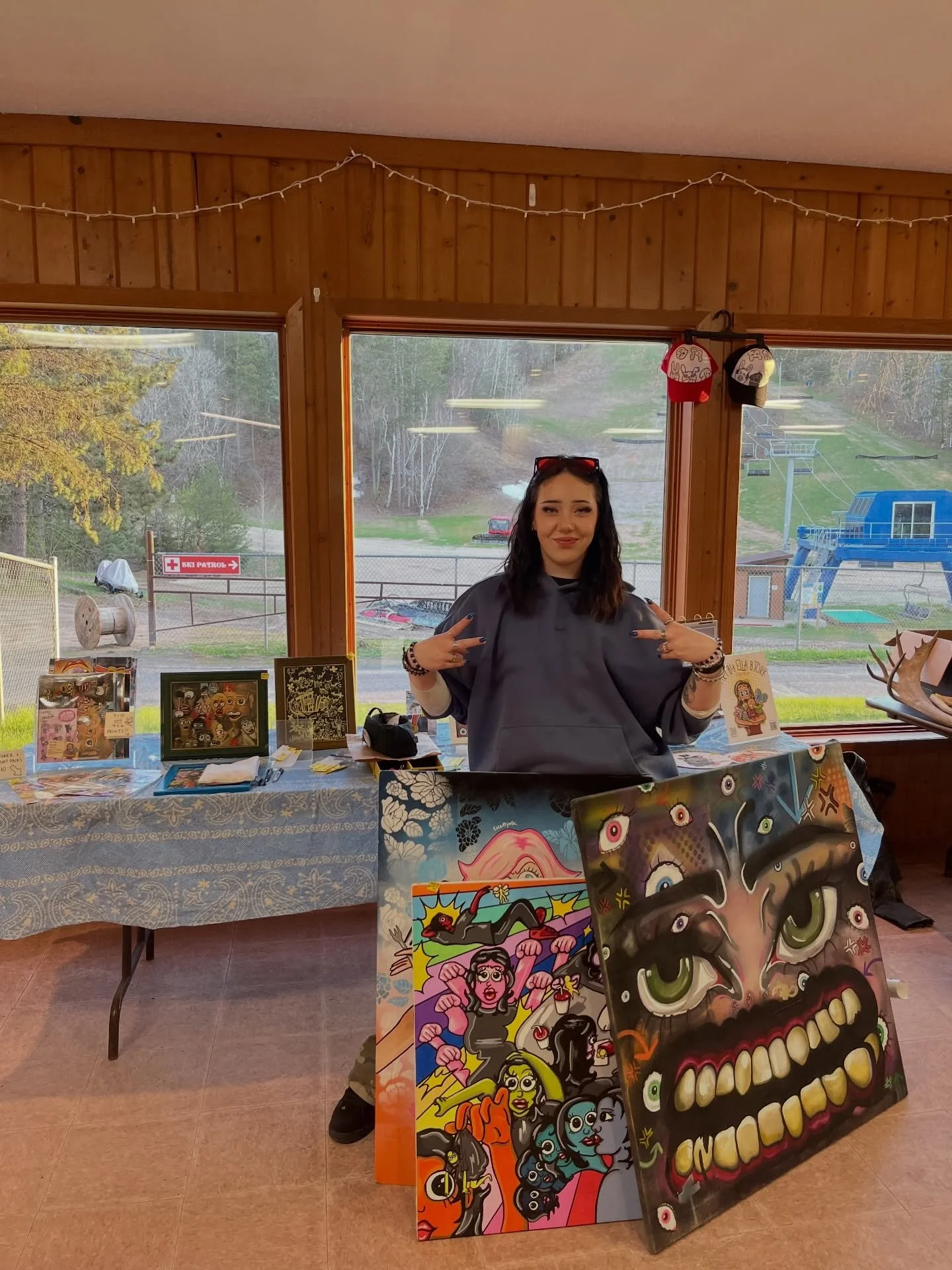 Ready 2 rock at the Trollhaugen Convention Center for the Northern Bazaar! 📍🌟 Original paintings, prints, merch &amp; more for sale 10am-6pm daily April 30th-May 2nd! Come check out my dad &amp; I&rsquo;s tables, and the rest of the crazy cool good