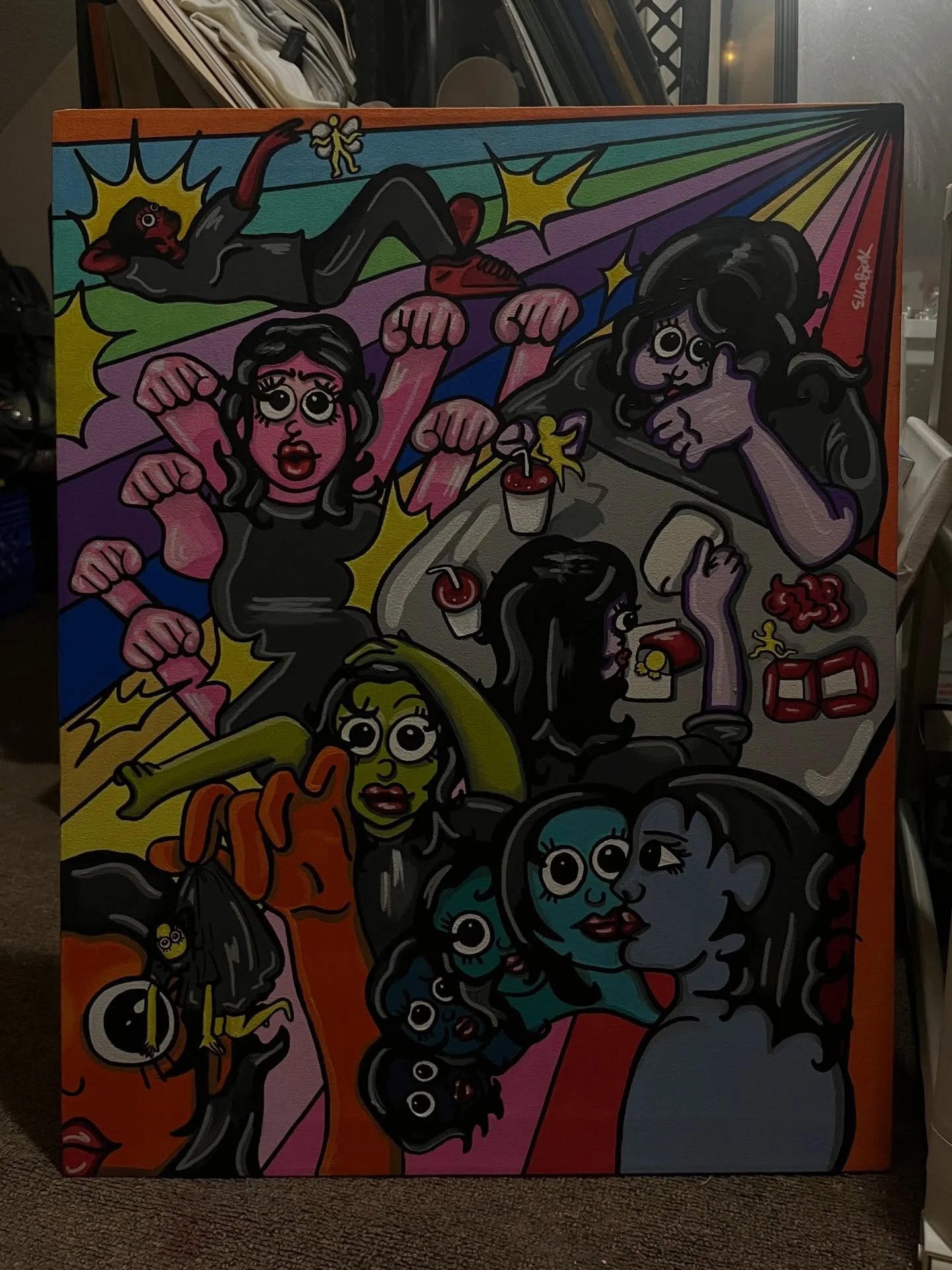 &ldquo;Riot Girl Rainbow&rdquo; acrylic &amp; posca markers on a 22&rdquo;X 28&rdquo; canvas 🌈 prints &amp; original piece available for purchase this weekend on artbyellabjork.com (link in bio) EEEEK super happy with this one, hope you like it as m