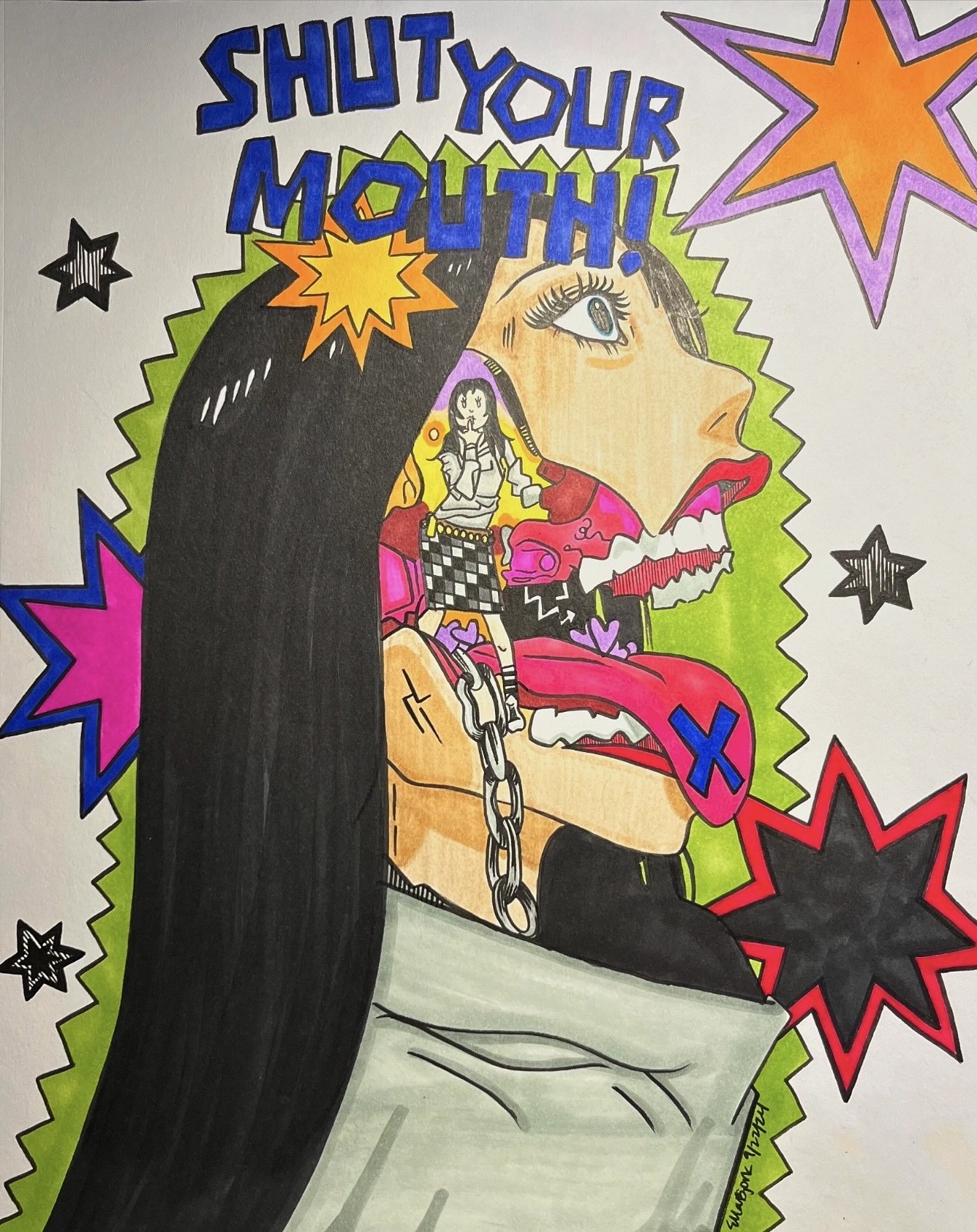 “SHUT YOUR MOUTH!” Original Drawing & Prints