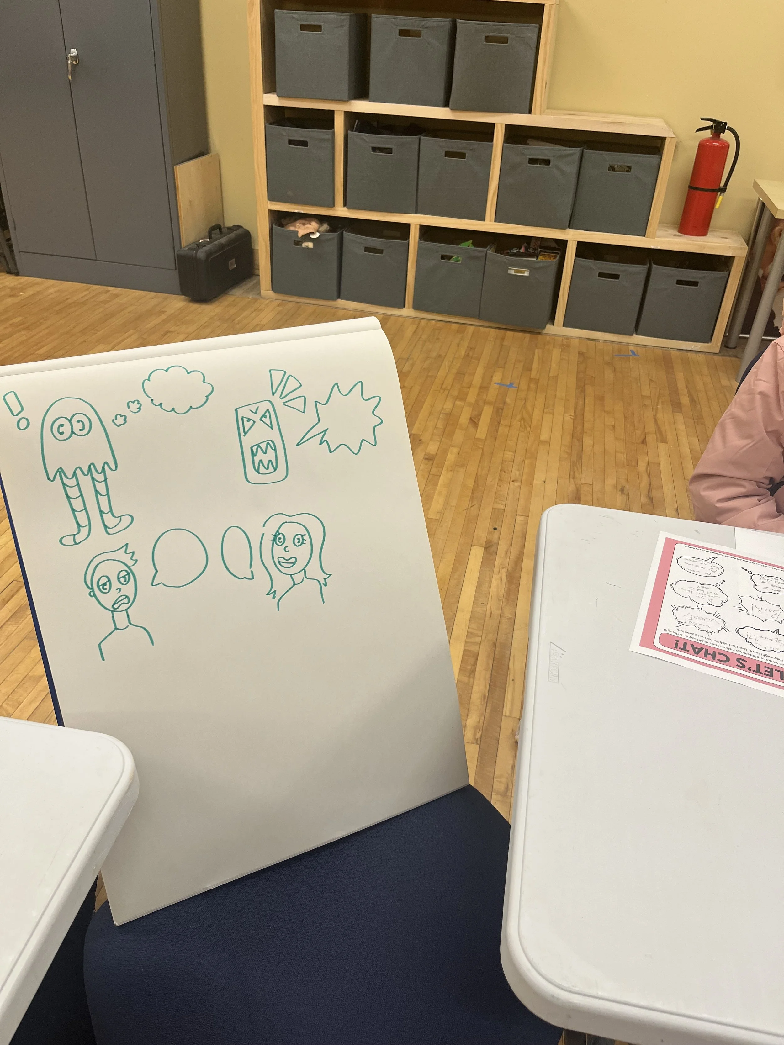 Dialogue and speech bubble brainstorming activity. 